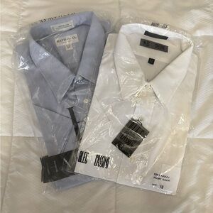 2 BIG MAN Short Sleeve Button-Down Shirts - Size 18 - Oleg Cassini & Hathaway